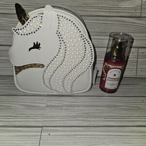 Unicorn Pearl Embellished White Mini Backpack